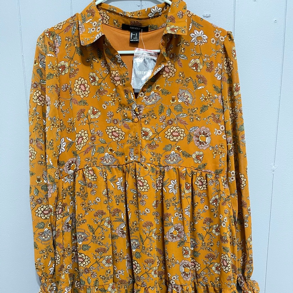F21 Floral Peasant Mini Dress